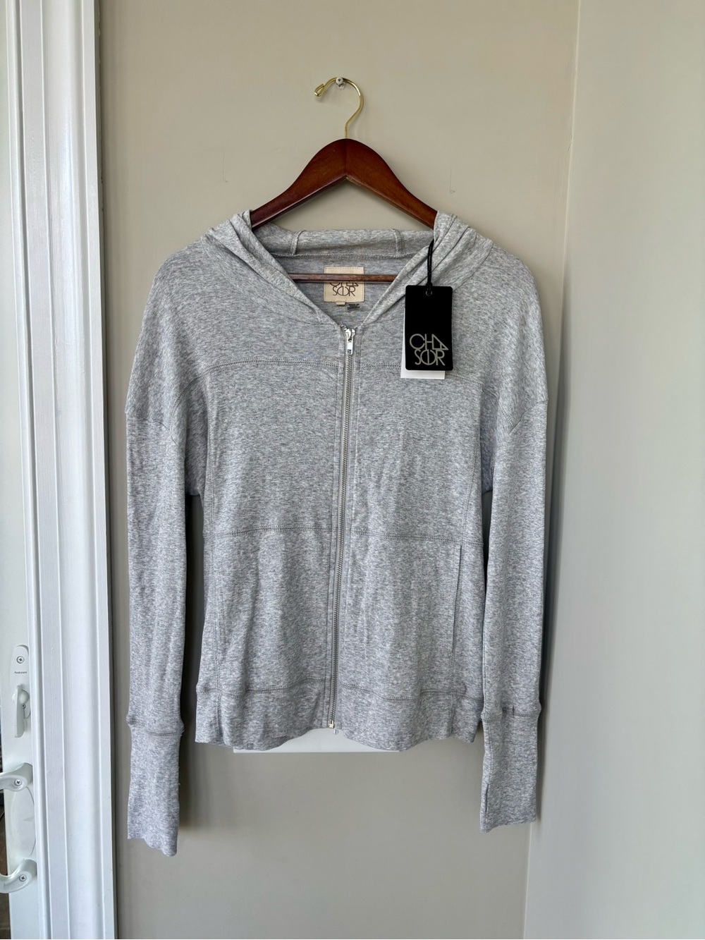 NWT Chaser heather grey cotton hoodie small